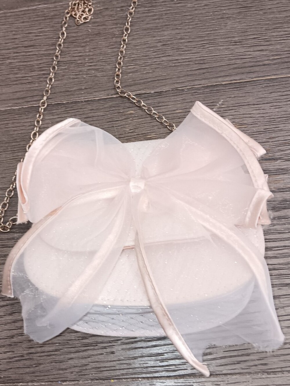 Light Pink Organza Bow Crossbody Purse